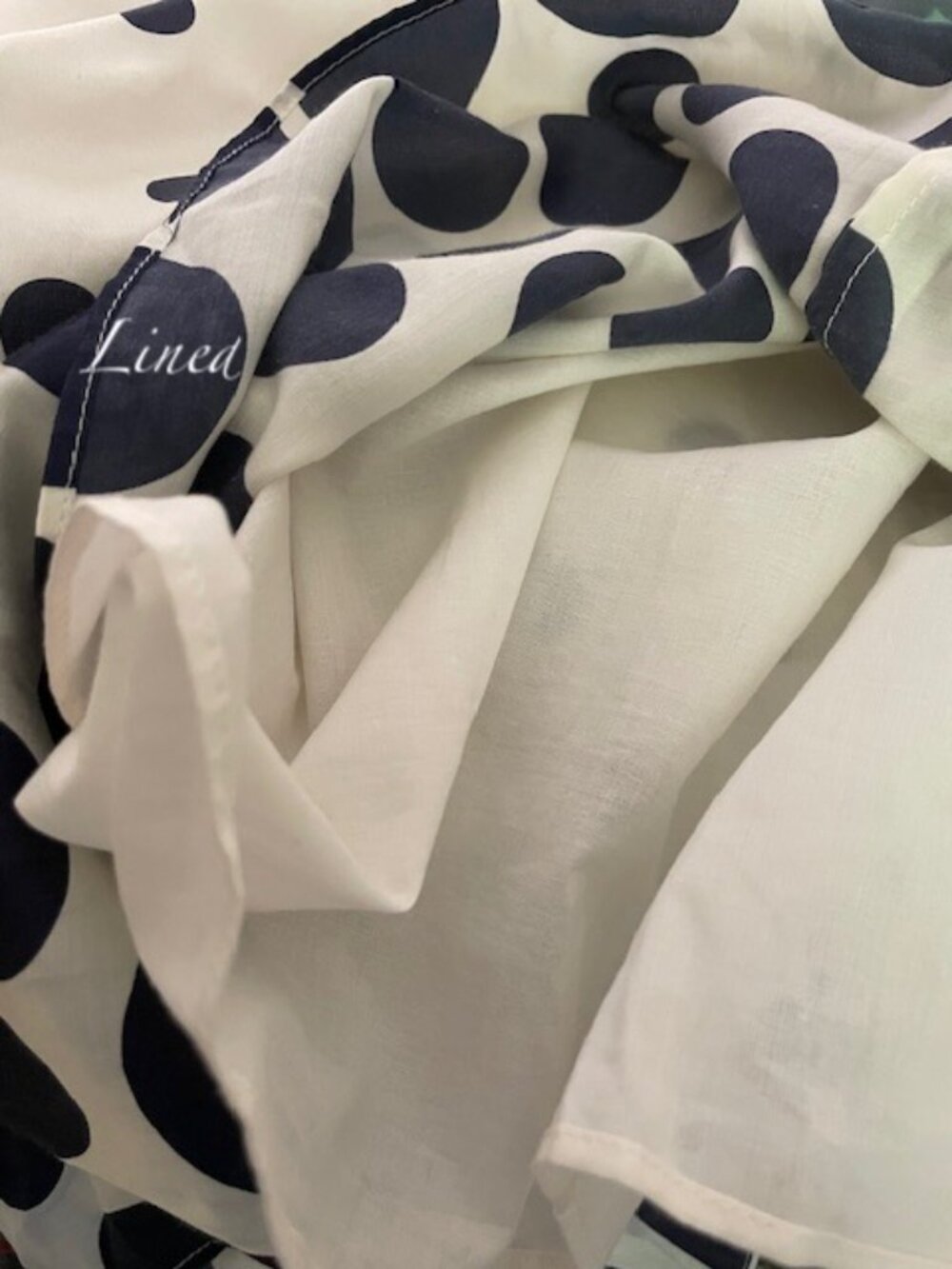 Talbots Blue/White Polka Dot Cotton/Silk Blend Top- lined- size M - Picture 4 of 6